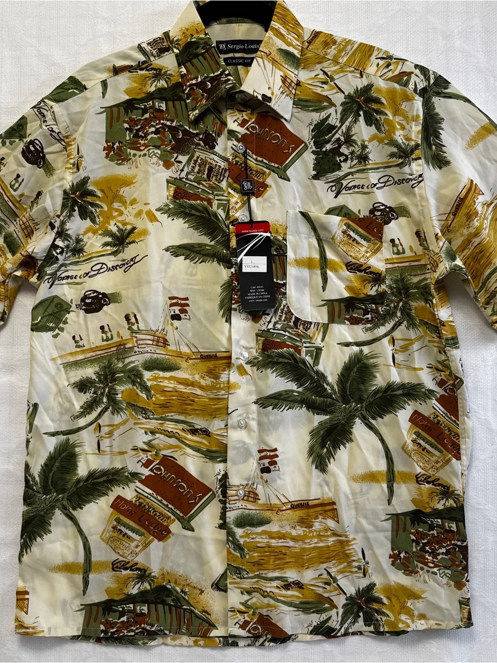 Sergio Louis Men's Hawaiian Tropical Shirt Classic Fit Size L NWT Button Up